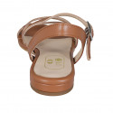 Sandalia para mujer en piel cognac con elastico tacon 1 - Tallas disponibles:  32