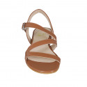 Sandale pour femmes en cuir cognac avec elastique talon 1 - Pointures disponibles:  32