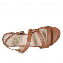 Woman's sandal in cognac brown leather with elastic band heel 1 - Available sizes:  32