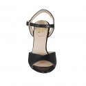 Sandale pour femmes avec courroie en cuir noir et lamé argent talon 8 - Pointures disponibles:  42, 43