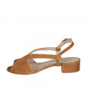 Sandalia para mujer en gamuza cognac tacon 2 - Tallas disponibles:  32