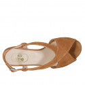 Sandalia para mujer en gamuza cognac tacon 2 - Tallas disponibles:  32