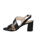 Woman's sandal in black-colored leather heel 8 - Available sizes:  43