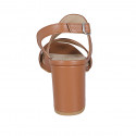 Sandalia para mujer en piel cognac tacon 8 - Tallas disponibles:  42, 43