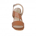 Sandale pour femmes en cuir cognac talon 8 - Pointures disponibles:  42, 43