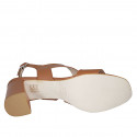 Sandale pour femmes en cuir cognac talon 8 - Pointures disponibles:  42, 43