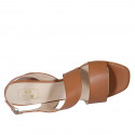 Sandalia para mujer en piel cognac tacon 8 - Tallas disponibles:  42, 43