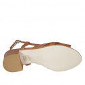 Sandale pour femmes en cuir cognac talon 5 - Pointures disponibles:  44