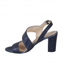 Woman's sandal in blue laminated leather heel 8 - Available sizes:  43