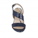 Sandalo da donna in pelle laminata blu tacco 8 - Misure disponibili: 43