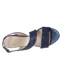 Woman's sandal in blue laminated leather heel 8 - Available sizes:  43
