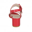Woman's sandal with buckle in red leather heel 5 - Available sizes:  43