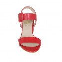Sandale avec boucle pour femmes en cuir rouge talon 5 - Pointures disponibles:  43