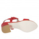 Woman's sandal with buckle in red leather heel 5 - Available sizes:  43