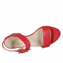 Sandale avec boucle pour femmes en cuir rouge talon 5 - Pointures disponibles:  43