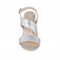 Woman's sandal in silver laminated leather heel 8 - Available sizes:  44