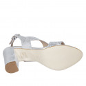 Sandalo da donna in pelle laminata argento tacco 8 - Misure disponibili: 44