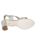 Woman's sandal in platinum laminated leather heel 8 - Available sizes:  43, 44