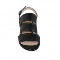 Woman's sandal in black leather heel 5 - Available sizes:  42, 43, 44