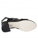 Woman's sandal in black leather heel 5 - Available sizes:  42, 43, 44