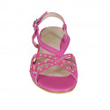Sandale pour femmes avec strass en cuir et daim fuchsia talon 1 - Pointures disponibles:  33