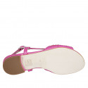 Sandalia con estras para mujer en piel y gamuza fucsia tacon 1 - Tallas disponibles:  33