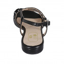 Woman's sandal with rhinestones in black leather and suede heel 1 - Available sizes:  33