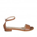Chaussure ouverte pour femmes avec courroie en cuir cognac talon 1 - Pointures disponibles:  32, 42