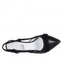 Woman's slingback pump in black suede and leather with elastic band and bow heel 7 - Available sizes:  32