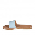 Woman's mules in light blue leather heel 1 - Available sizes:  42, 43