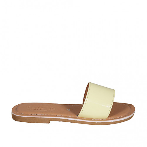 Woman's mules in yellow leather heel 1 - Available sizes:  42, 43