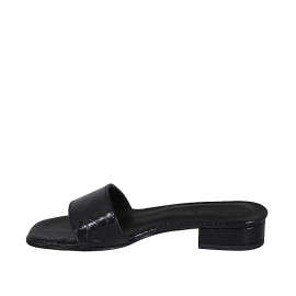 Woman's open mules in black printed patent leather heel 2 - Available sizes:  42 2