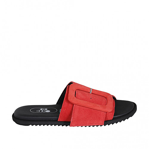 Woman's mules in red suede with...