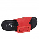 Sabo para mujer en gamuza roja con hebilla cuña 1 - Tallas disponibles:  32