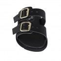 Woman's mules with adjustable buckles in black leather wedge heel 1 - Available sizes:  32
