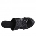 Woman's open mules in black printed patent leather heel 12 - Available sizes:  42