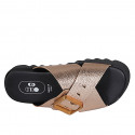 Woman's mules with buckle in copper laminated printed leather wedge heel 2 - Available sizes:  32