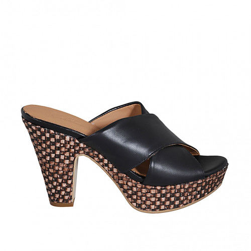 Woman's mules in black leather with...