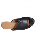 Sabot da donna in pelle nera con plateau e tacco intrecciato 9 - Misure disponibili: 31, 32, 42, 43
