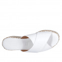 Woman's mules in white leather with platform and braided wedge heel 7 - Available sizes:  42