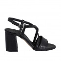 Woman's sandal in black printed patent leather heel 7 - Available sizes:  43