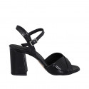 Sandalia para mujer en charol y charol imprimido negro con cinturon tacon 7 - Tallas disponibles:  43