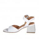 Sandale pour femmes avec courroie en cuir blanc talon 5 - Pointures disponibles:  43