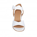Woman's sandal with strap in white leather heel 5 - Available sizes:  43