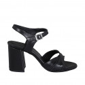 Sandalo con cinturino da donna in pelle nera tacco 7 - Misure disponibili: 42, 43, 44