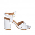 Sandale pour femmes en cuir blanc avec courroie talon 7 - Pointures disponibles:  43