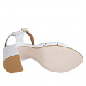 Sandale pour femmes en cuir blanc avec courroie talon 7 - Pointures disponibles:  43