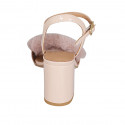 Woman's strap sandal in nude patent leather and fake fur heel 7 - Available sizes:  34, 42, 43, 44, 45