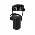 Sandalia para mujer con cinturon al tobillo en piel y charol negro tacon 7 - Tallas disponibles:  32, 42, 43