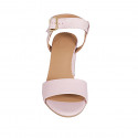 Woman's ankle strap sandal in rose leather and patent leather heel 7 - Available sizes:  43, 44, 45